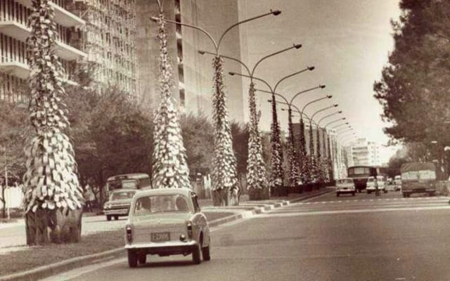 A photo of Ayala Avenue decorated for Christmas from 1965.